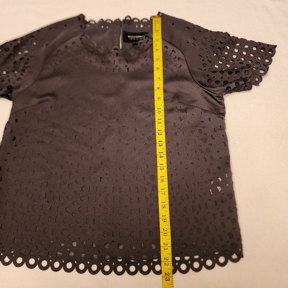 Banana Republic Gray Laser Cut Short Sleeve Blouse - Picture 12 of 12
